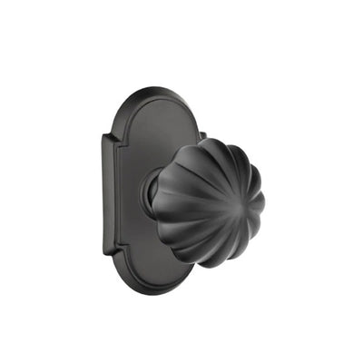 Emtek Melon Knob with #8 Rosette in Flat Black
