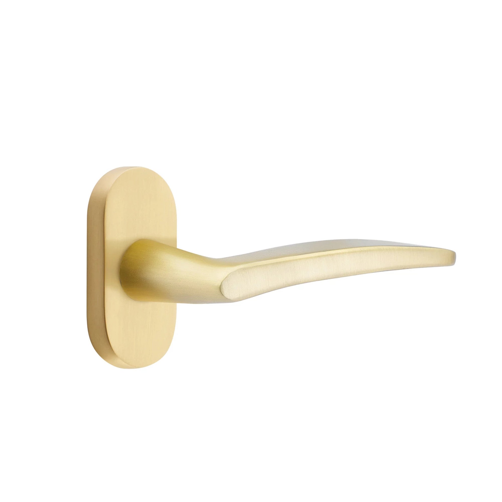 Emtek Poseidon Lever with Oval Stretto 1-1/2" x 3" in Satin Brass