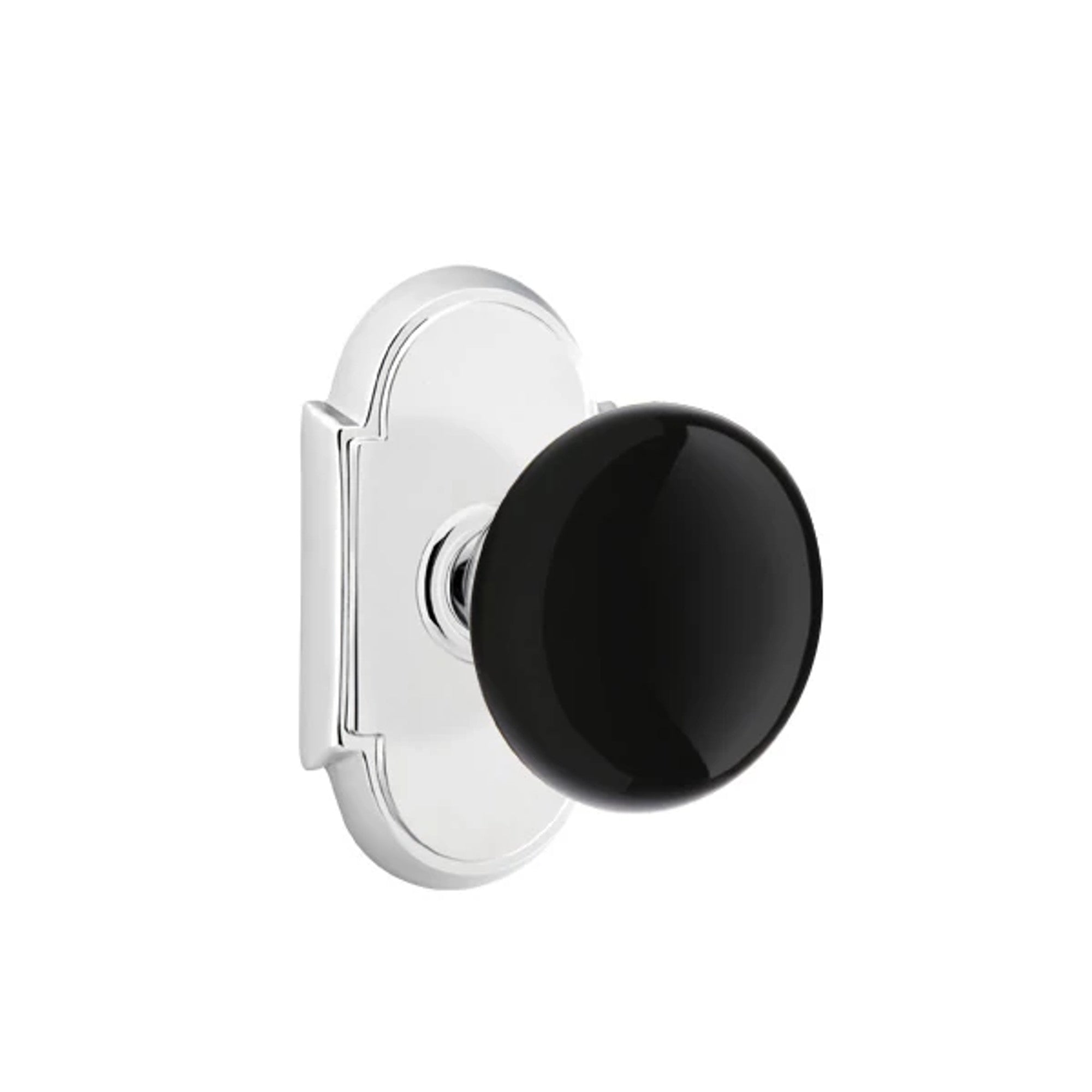 Emtek Ebony Knob with #8 Rosette in Polished Chrome
