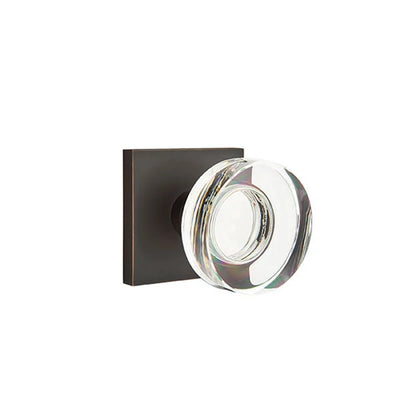 Emtek Modern Disc Glass Knob with Square Rosette in Oil Rubbed Bronze