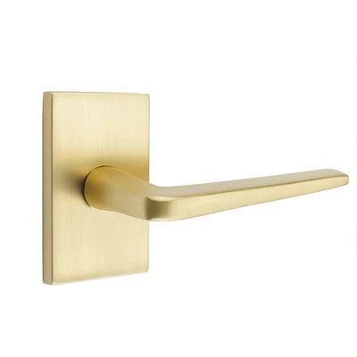 Emtek Athena Lever with Modern Rectangular Rosette in Satin Brass