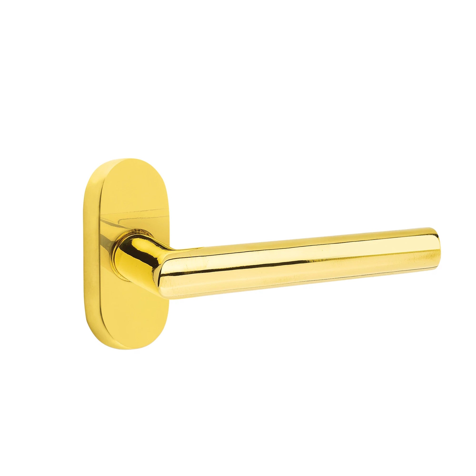 Emtek Stuttgart Lever with Oval Stretto 1-1/2" x 3" in Unlacquered Brass