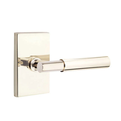 Emtek Myles Lever with Modern Rectangular Rosette in Polished Nickel