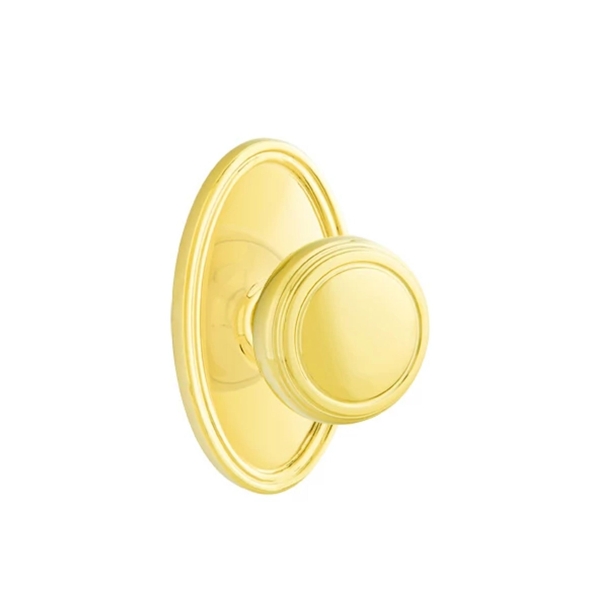 Emtek Norwich Knob with Oval Rosette in Polished Brass