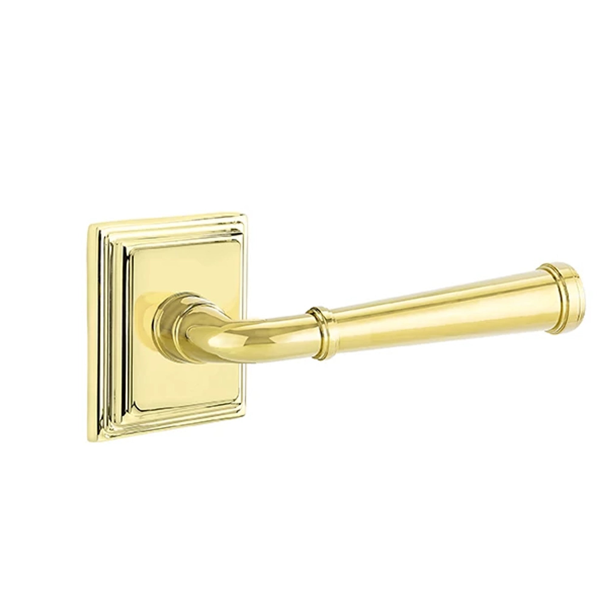 Emtek Merrimack Lever with Wilshire Rosette in Unlacquered Brass
