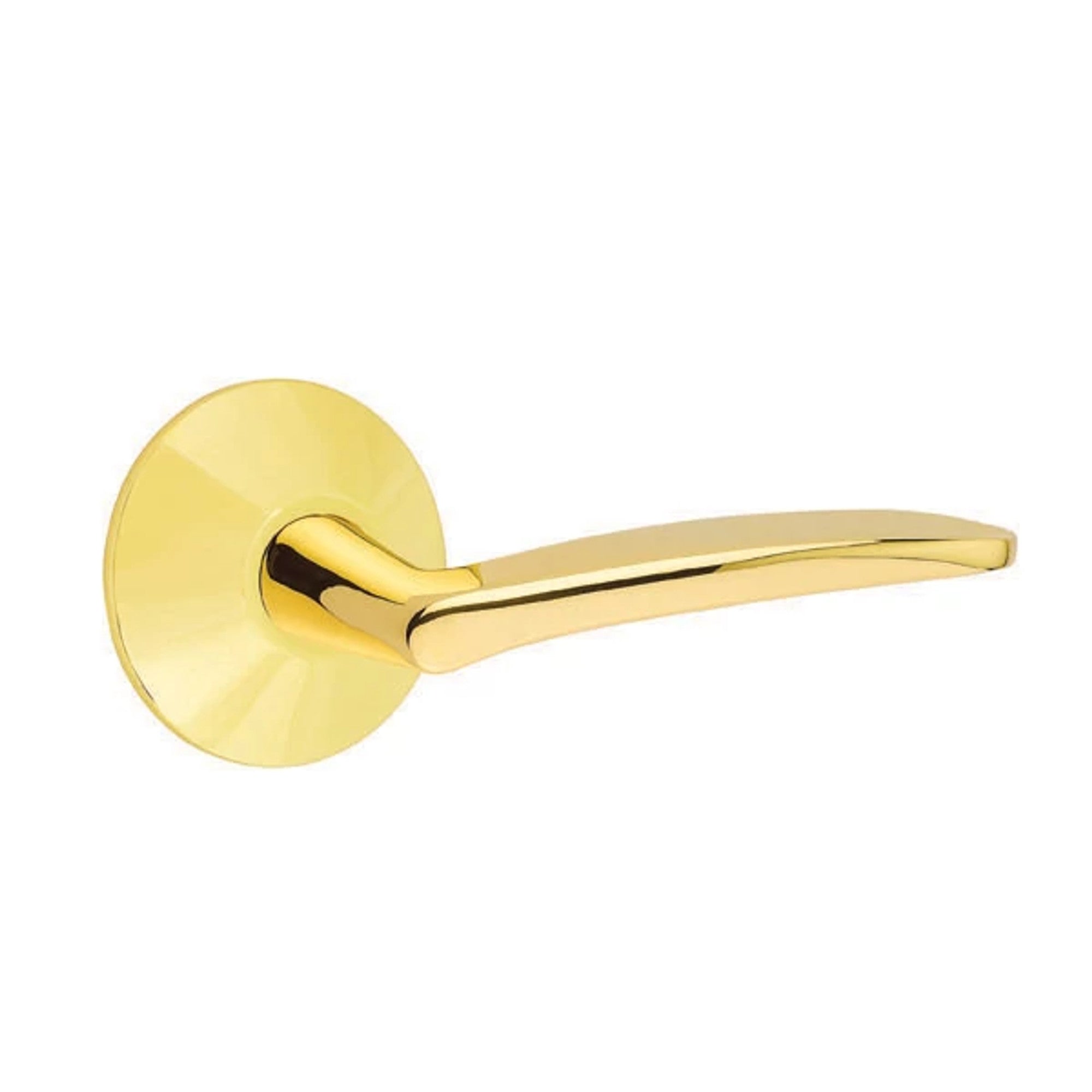 Emtek Poseidon Lever with Modern Rosette in Unlacquered Brass