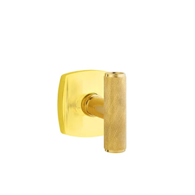 Emtek Ace Knurled Knob with Urban Modern Rosette in Unlacquered Brass