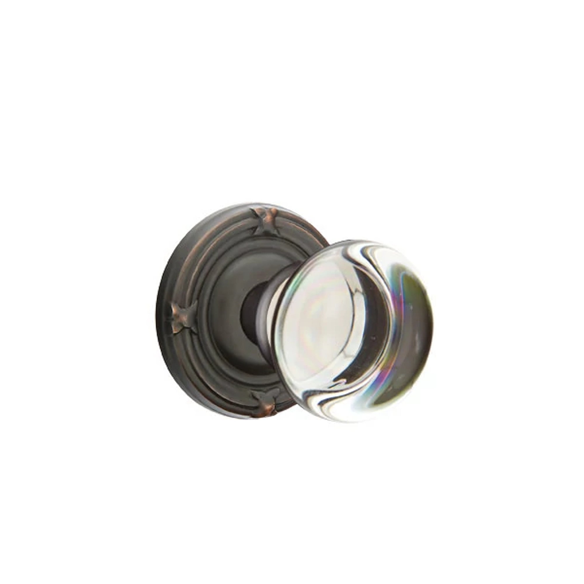 Emtek Providence Glass Knob with Ribbon & Reed Rosette in Oil Rubbed Bronze