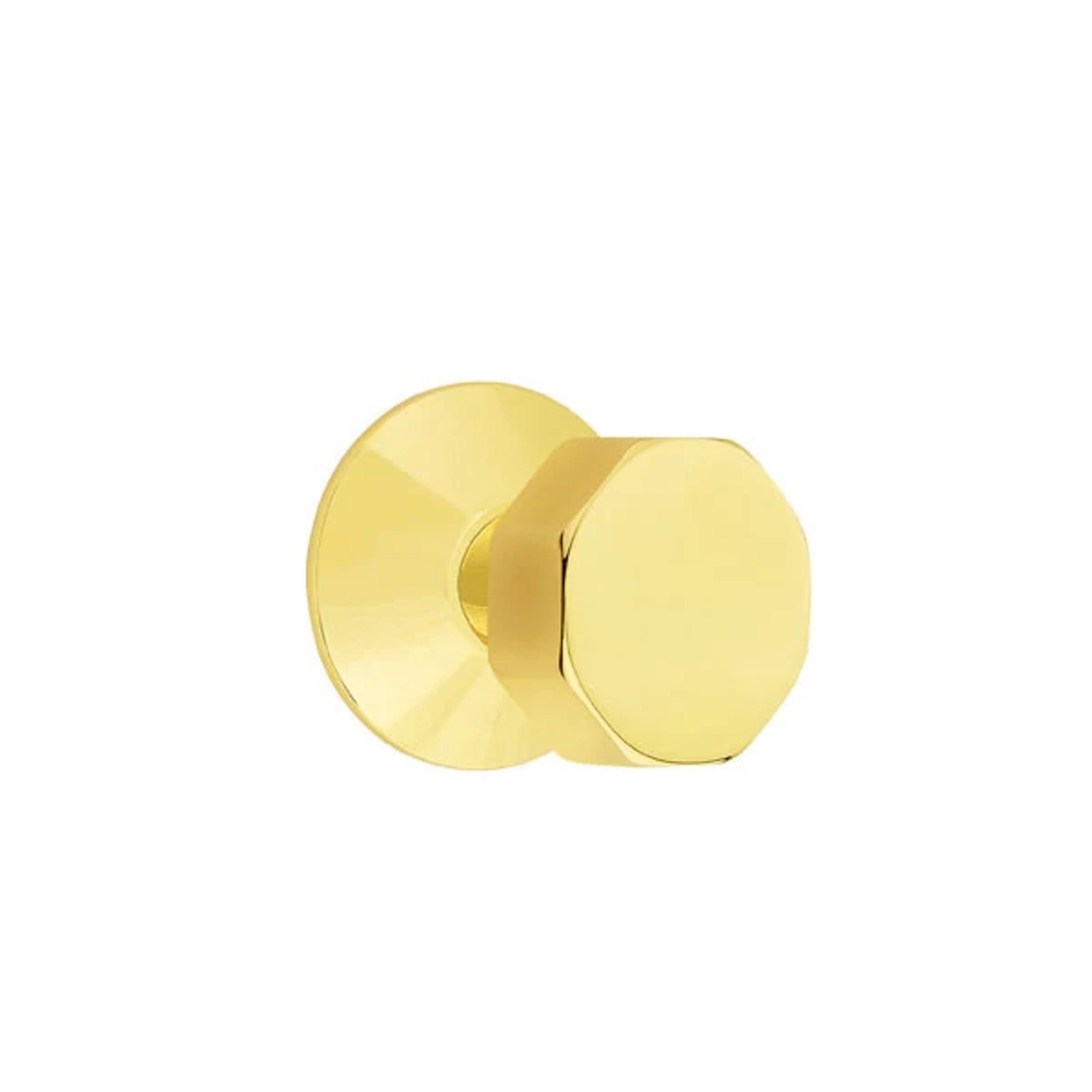 Emtek Octagon Knob with Modern Rosette in Unlacquered Brass