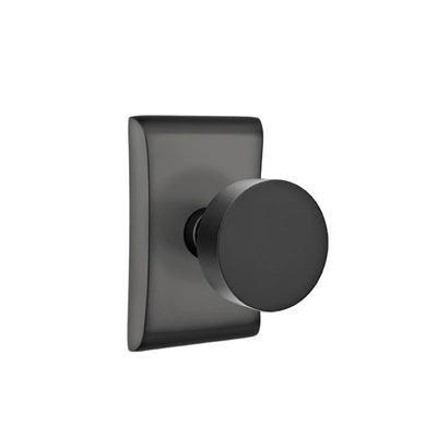 Emtek Round Knob with Neos Rosette in Flat Black