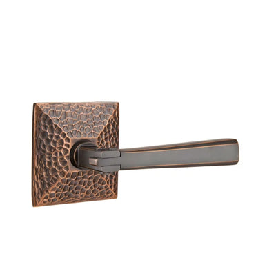Emtek Arts & Crafts Lever with Hammered Rosette in Oil Rubbed Bronze