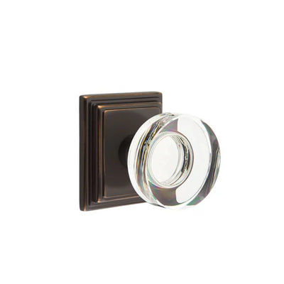 Emtek Modern Disc Glass Knob with Wilshire Rosette in Oil Rubbed Bronze