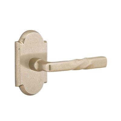Emtek Montrose Lever with #1 Rosette in Tumbled White Bronze