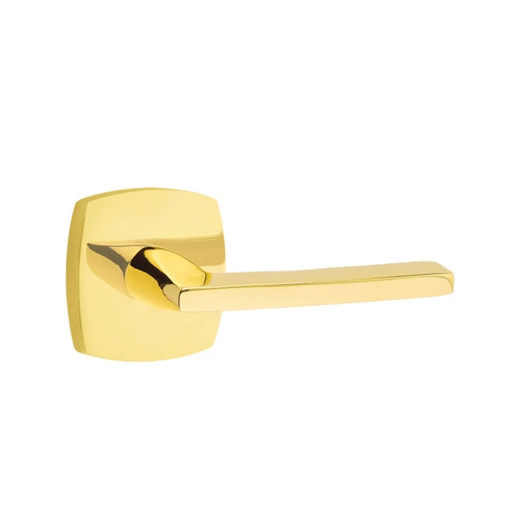 Emtek Helios Lever with Urban Modern Rosette in Unlacquered Brass
