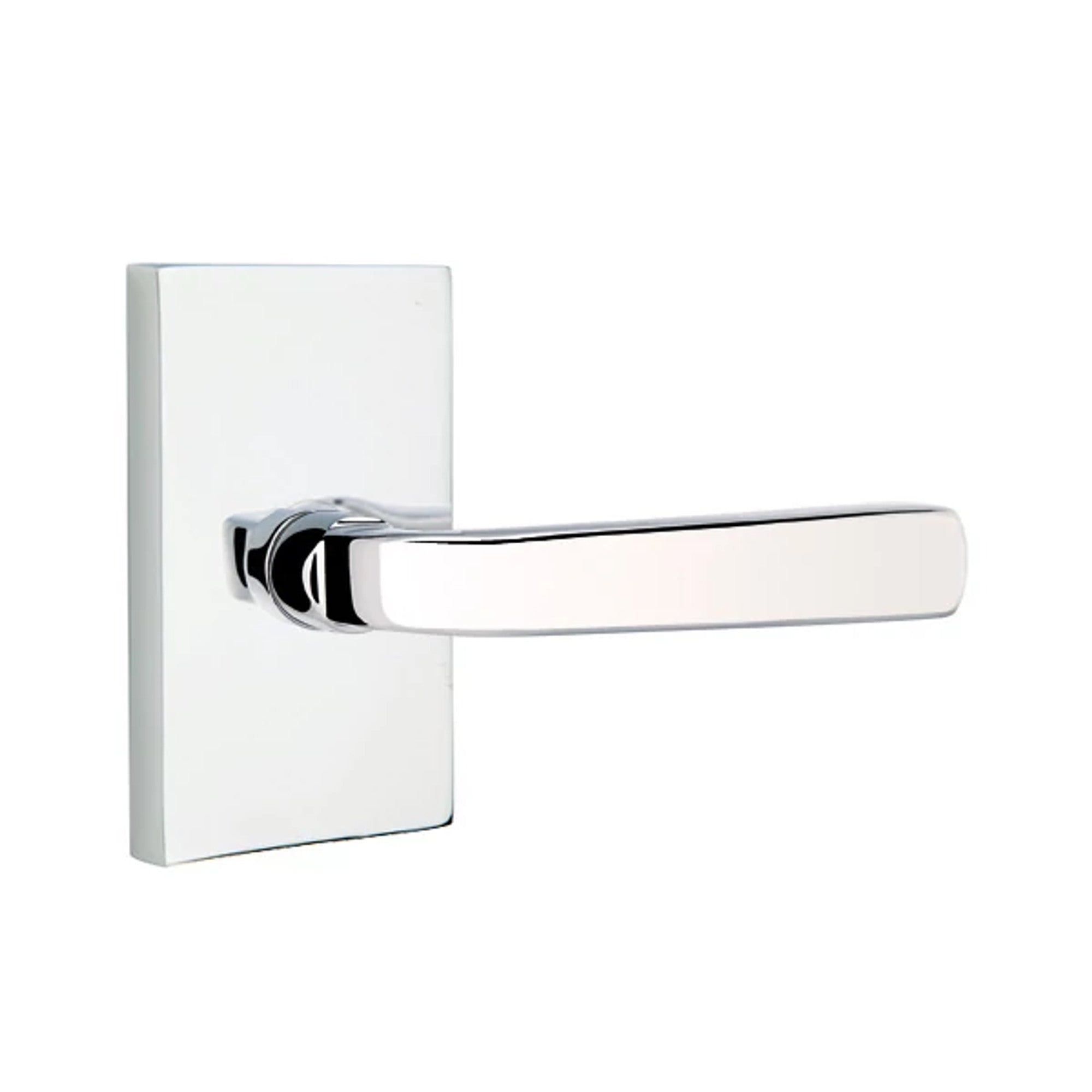 Emtek Sion Lever with Modern Rectangular Rosette in Polished Chrome