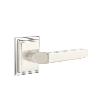 Emtek Milano Lever with Wilshire Rosette in Satin Nickel
