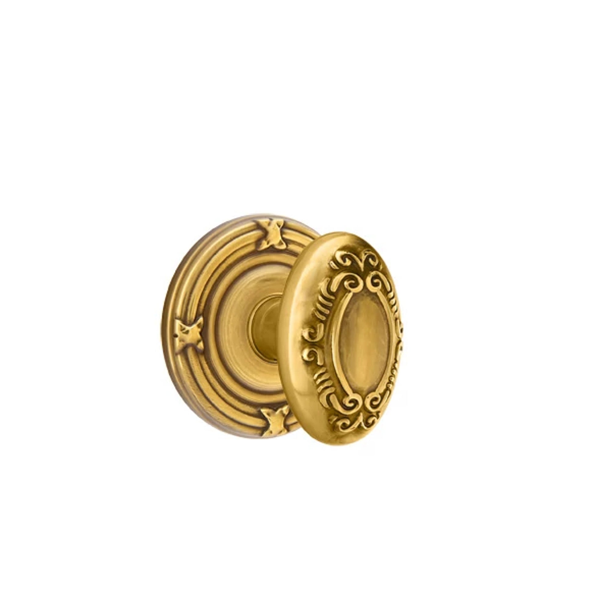 Emtek Victoria Knob with Ribbon & Reed Rosette in French Antique