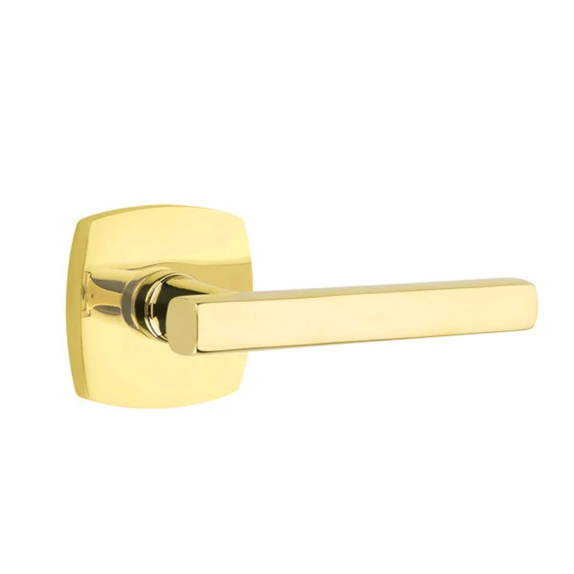 Emtek Freestone Lever with Urban Modern Rosette in Unlacquered Brass