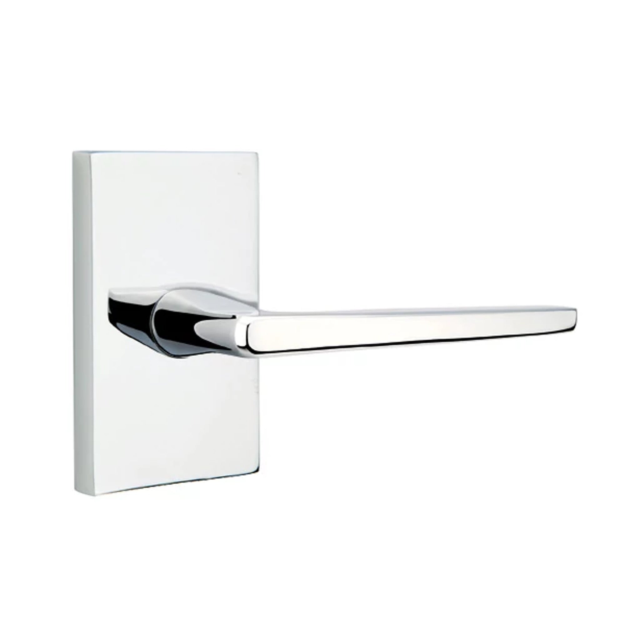 Emtek Hermes Lever with Modern Rectangular Rosette in Polished Chrome