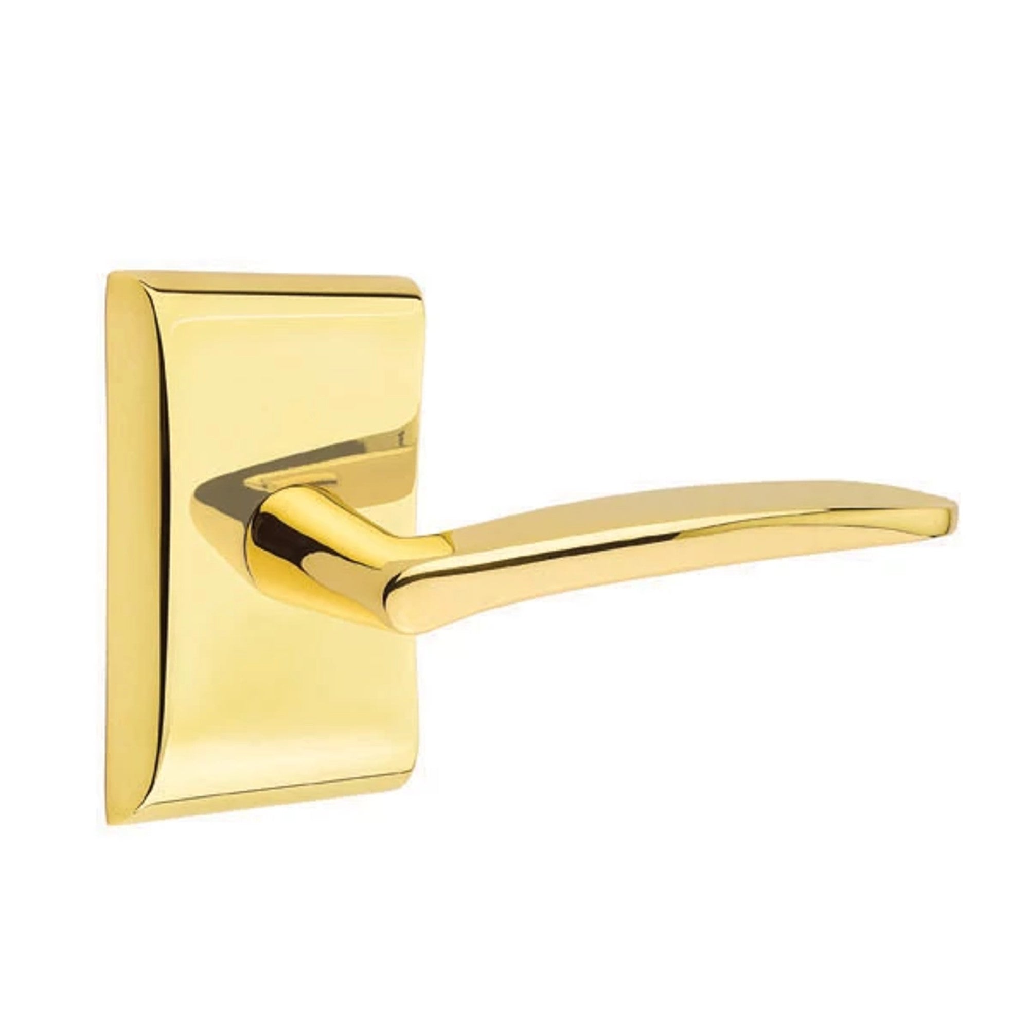 Emtek Poseidon Lever with Neos Rosette in Unlacquered Brass