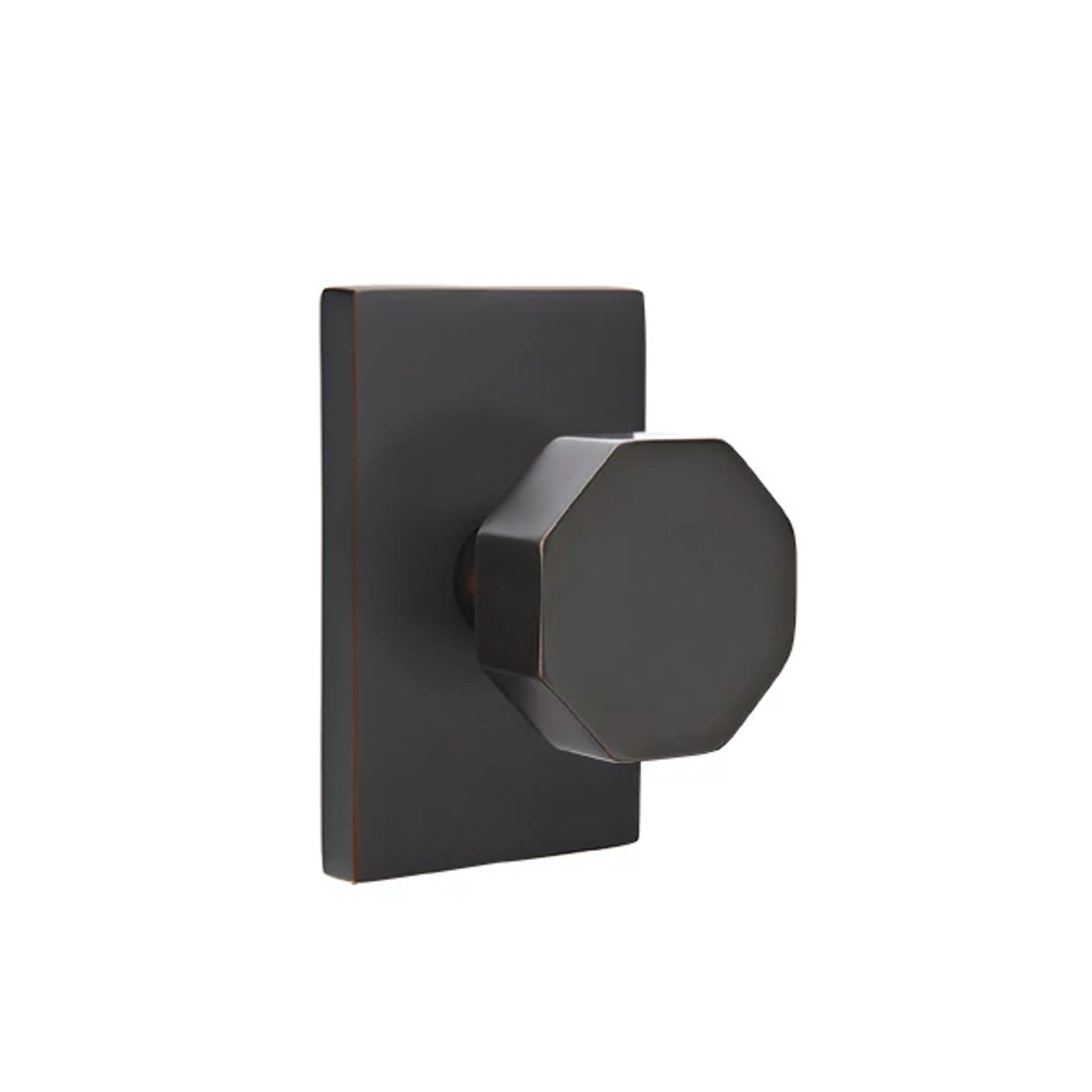 Emtek Octagon Knob with Modern Rectangular Rosette in Oil Rubbed Bronze