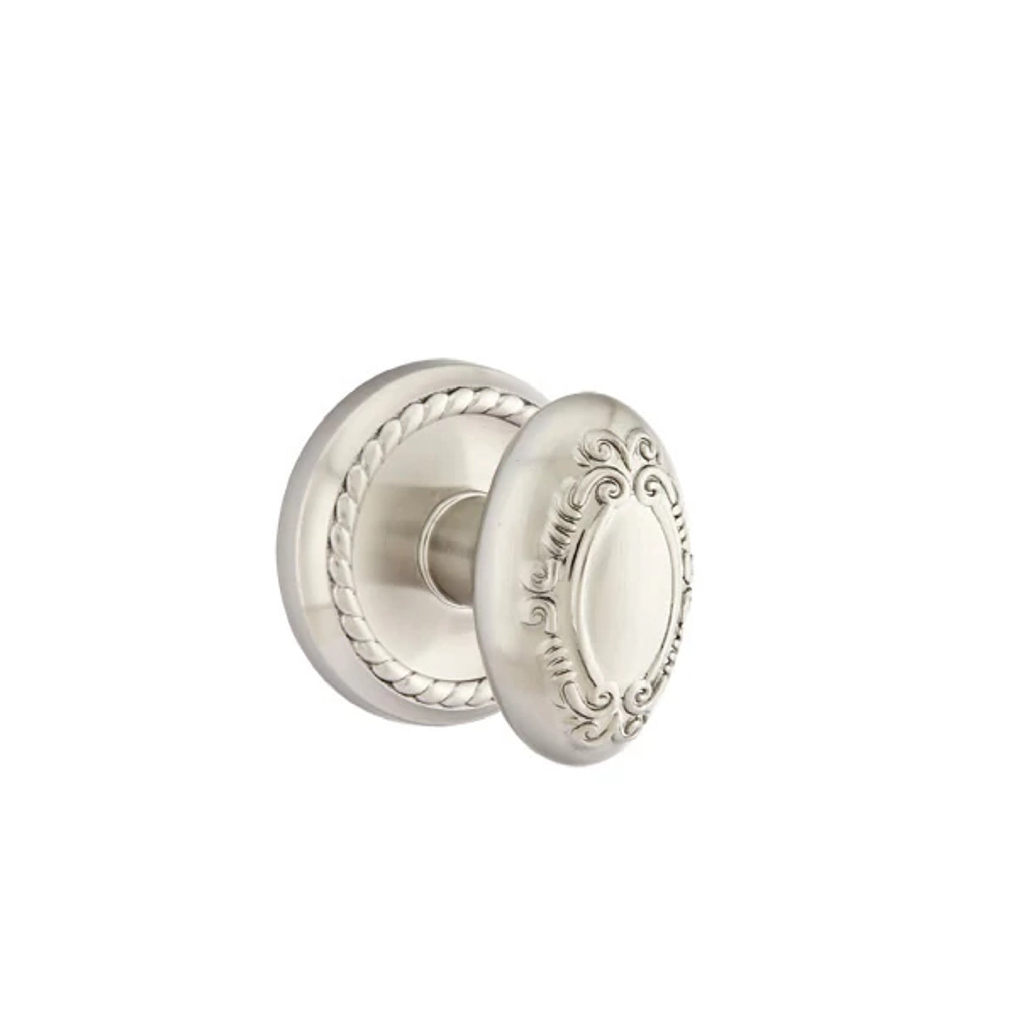 Emtek Victoria Knob with Rope Rosette in Satin Nickel