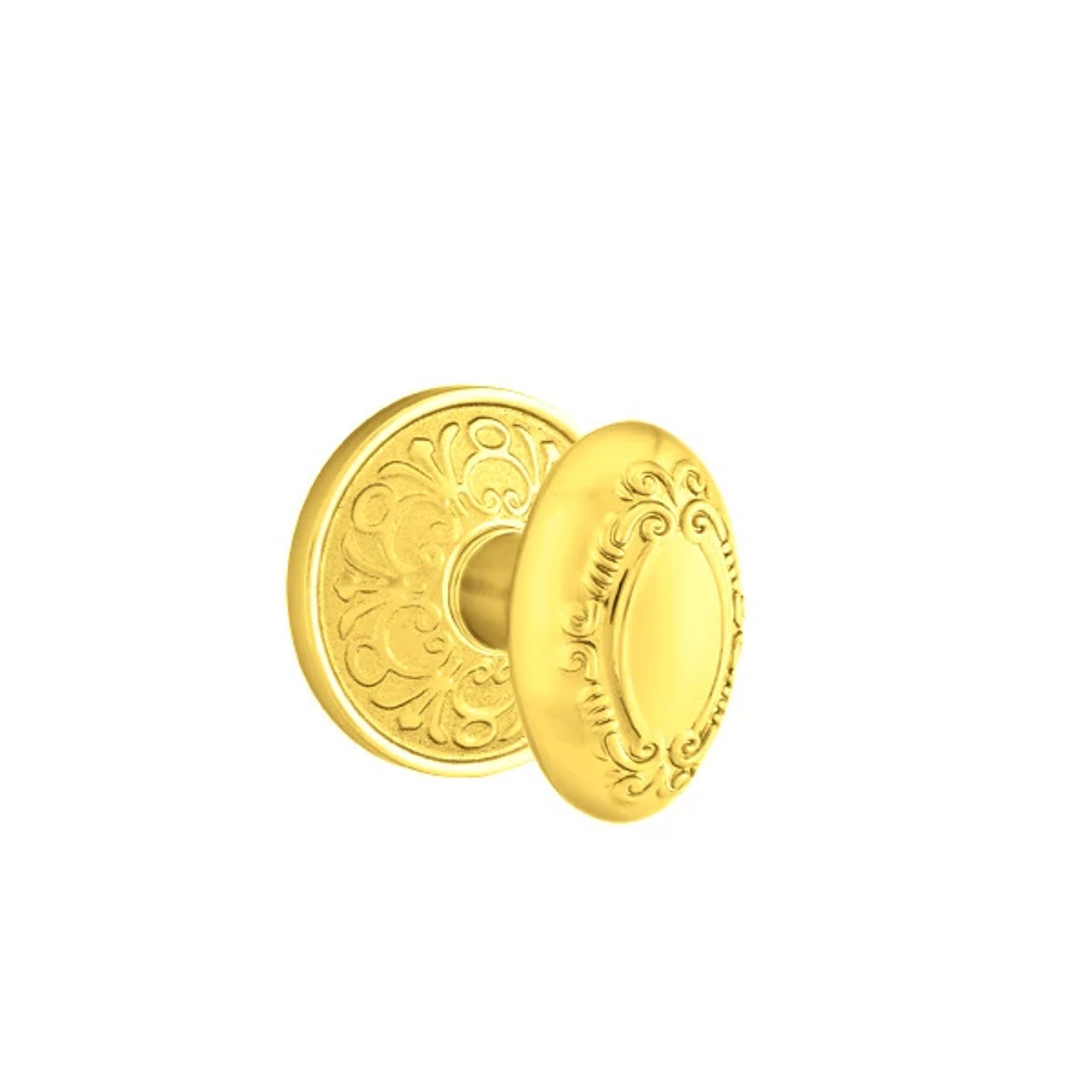 Emtek Victoria Knob with Lancaster Rosette in Polished Brass