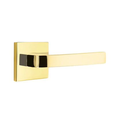 Emtek Breslin Lever with Square Rosette in Unlacquered Brass