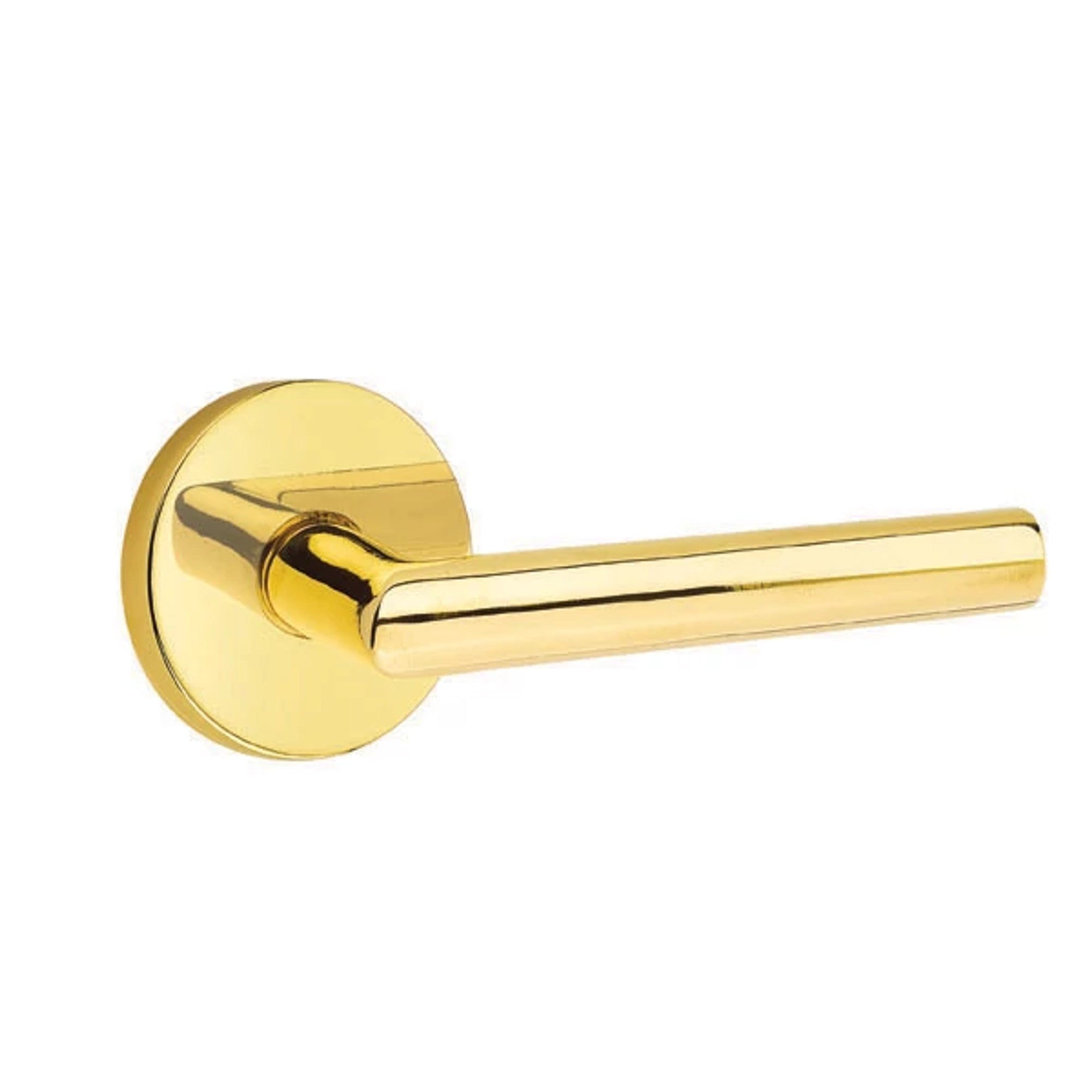 Emtek Stuttgart Lever with Disk Rosette in Unlacquered Brass