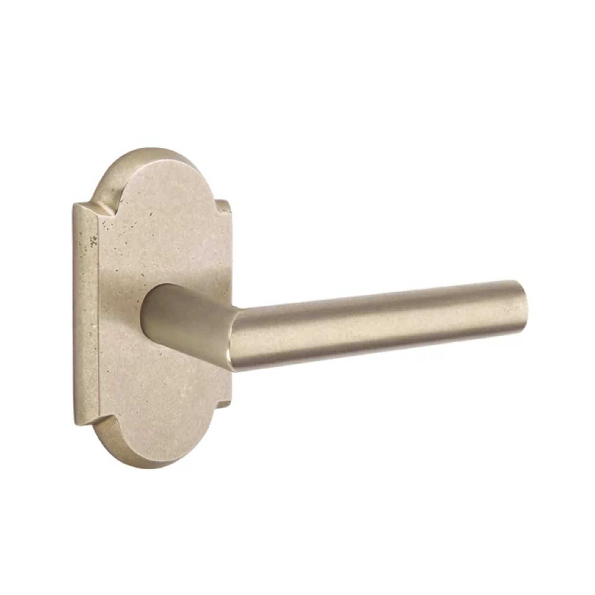 Emtek Mariposa Lever with #1 Rosette in Tumbled White Bronze