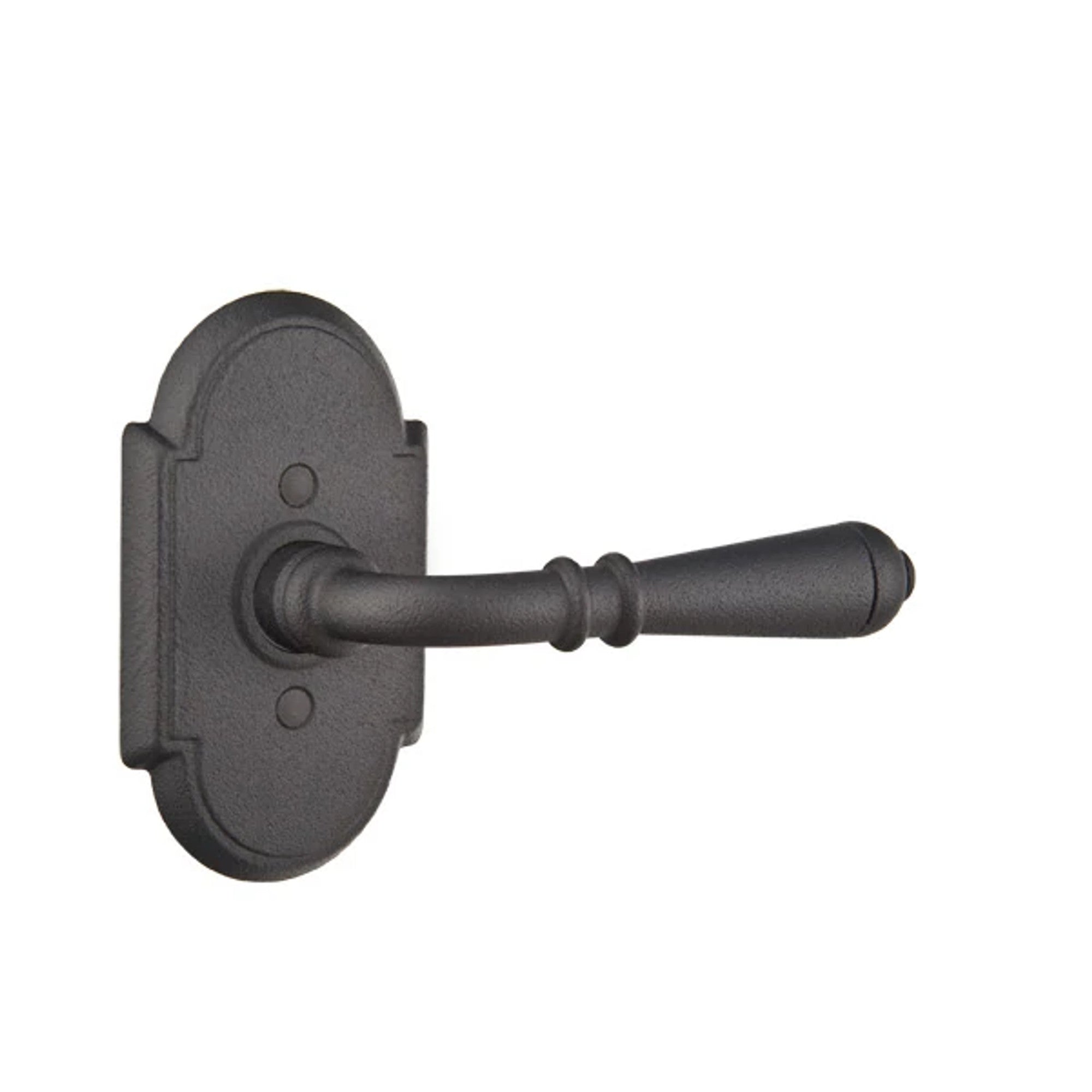Emtek Normandy Lever with Wrought Steel #1 Rosette in Flat Black Steel