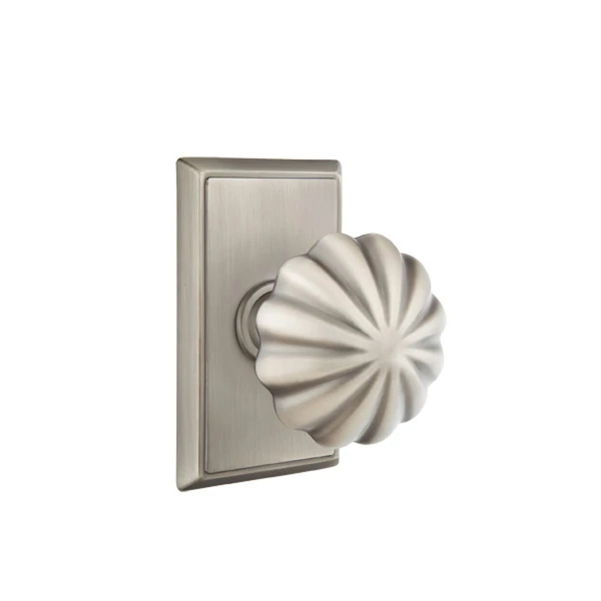 Emtek Melon Knob with Rectangular Rosette in Pewter