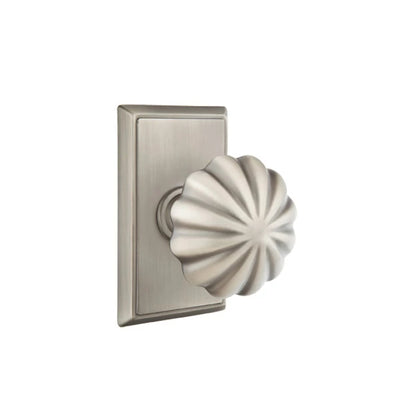 Emtek Melon Knob with Rectangular Rosette in Pewter