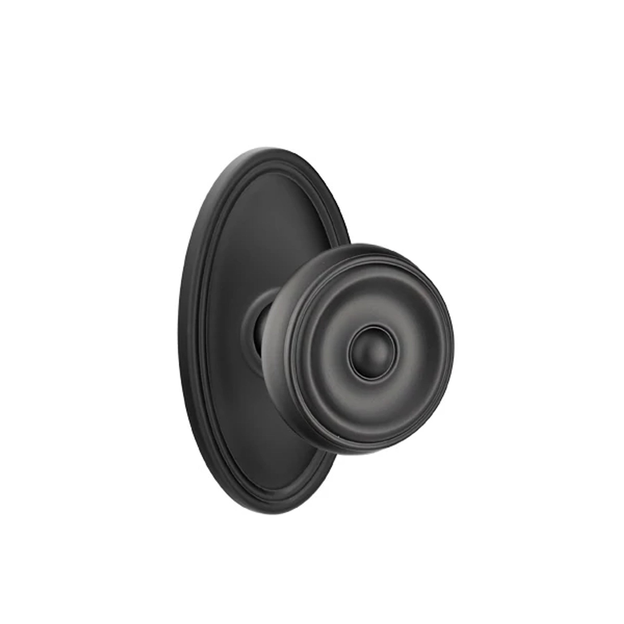 Emtek Waverly Knob with Oval Rosette in Flat Black