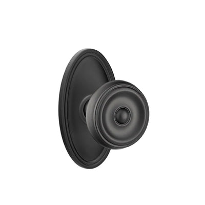 Emtek Waverly Knob with Oval Rosette in Flat Black
