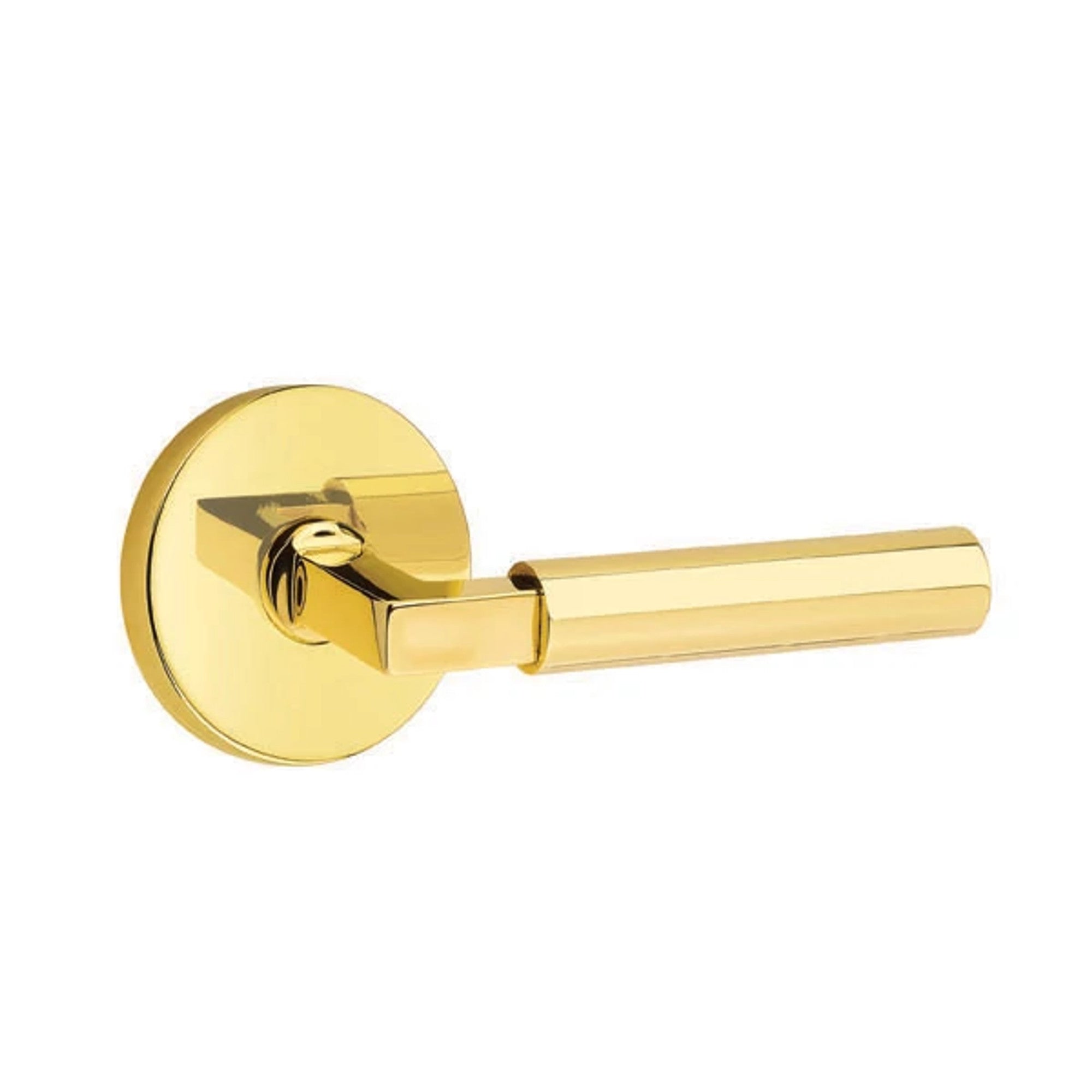 Emtek Hercules Lever with Disk Rosette in Unlacquered Brass