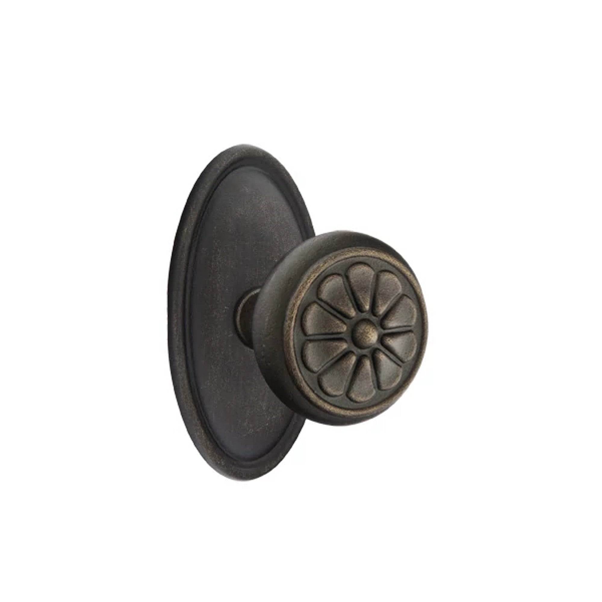 Emtek Petal Knob with #14 Rosette in Medium Bronze