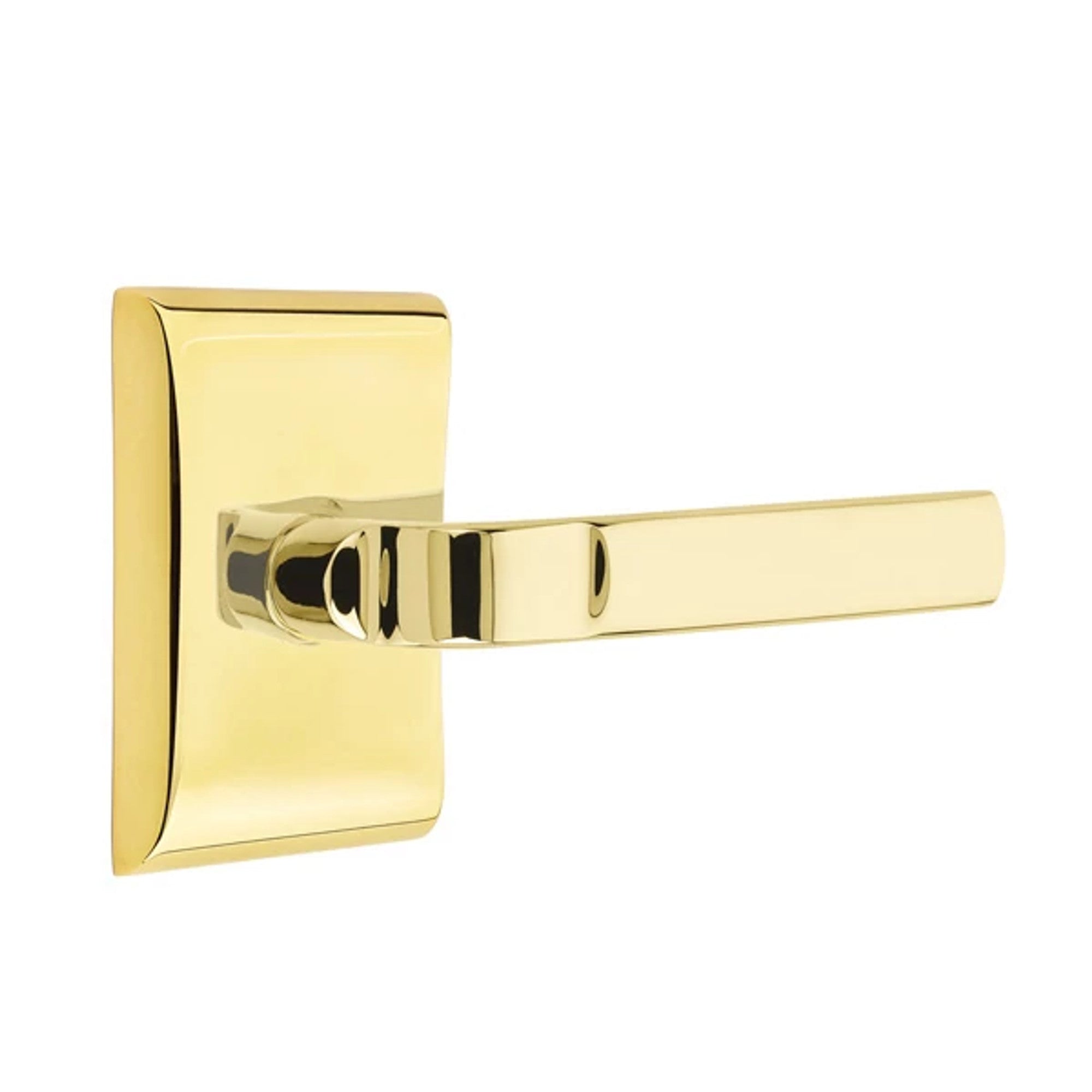 Emtek Aston Lever with Neos Rosette in Unlacquered Brass