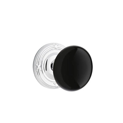Emtek Ebony Knob with Ribbon & Reed Rosette in Polished Chrome