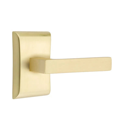 Emtek Dumont Lever with Neos Rosette in Satin Brass