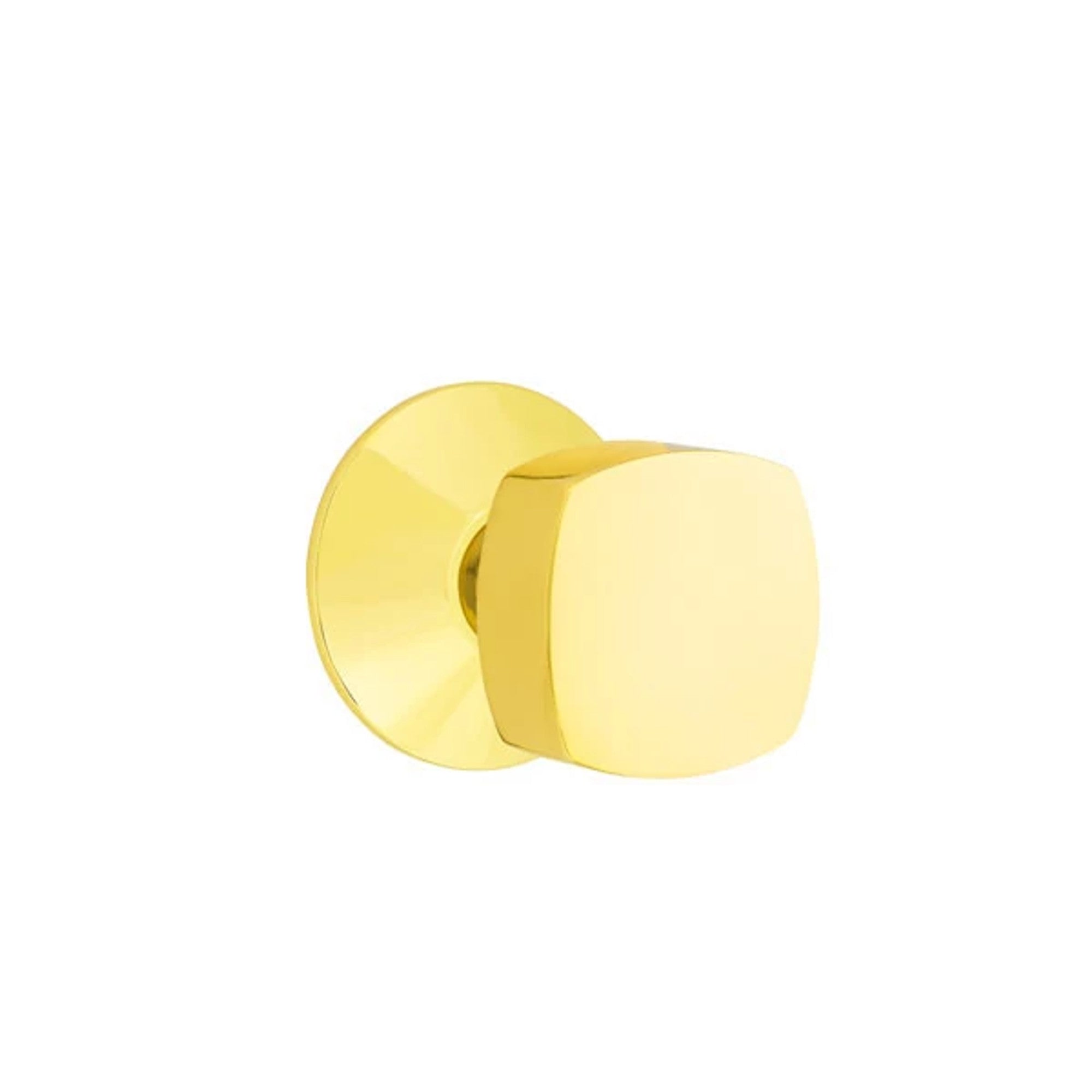 Emtek Freestone Knob with Modern Rosette in Unlacquered Brass