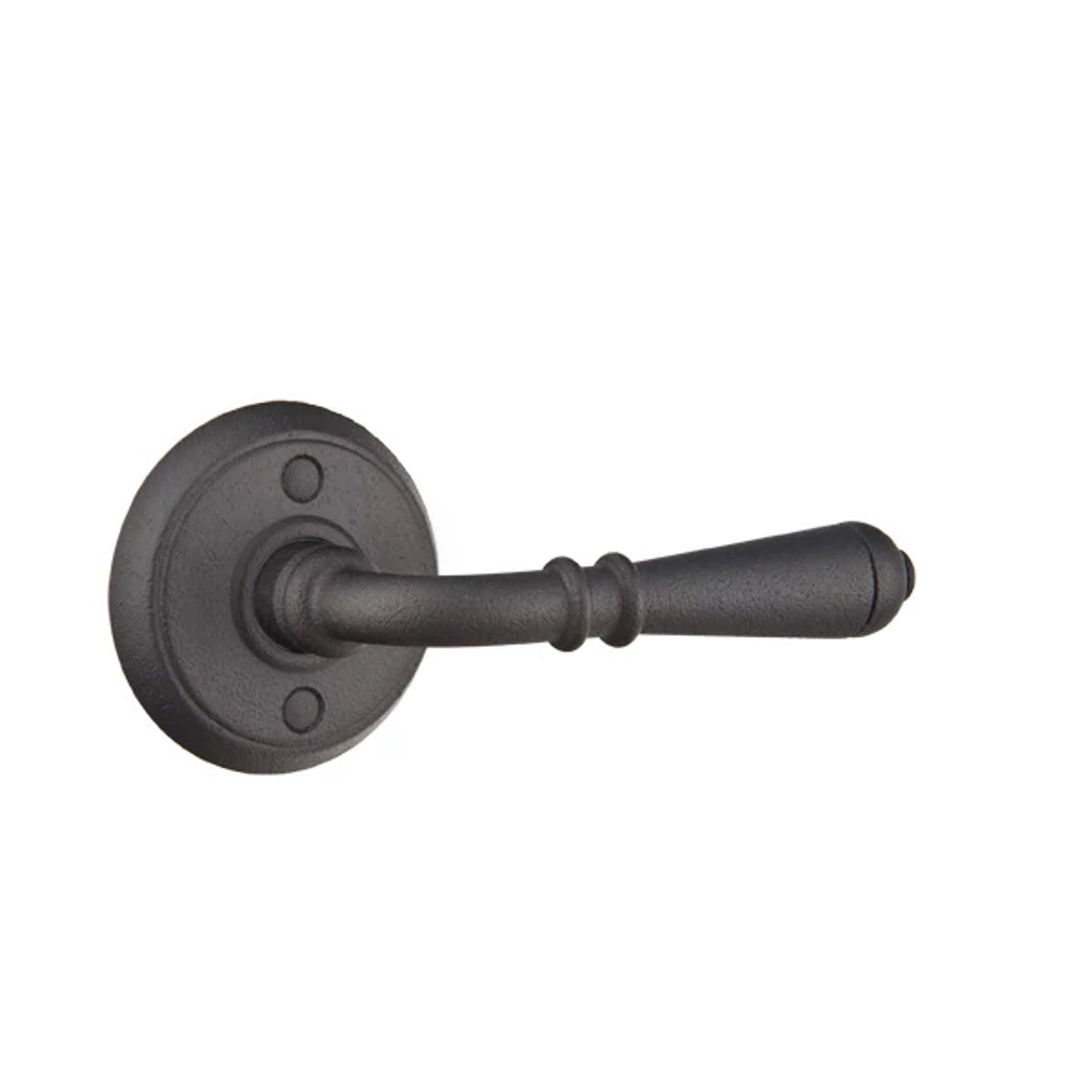 Emtek Normandy Lever with Wrought Steel #2 Rosette in Flat Black Steel