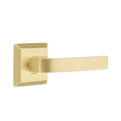 Emtek Breslin Lever with Quincy Rosette in Satin Brass