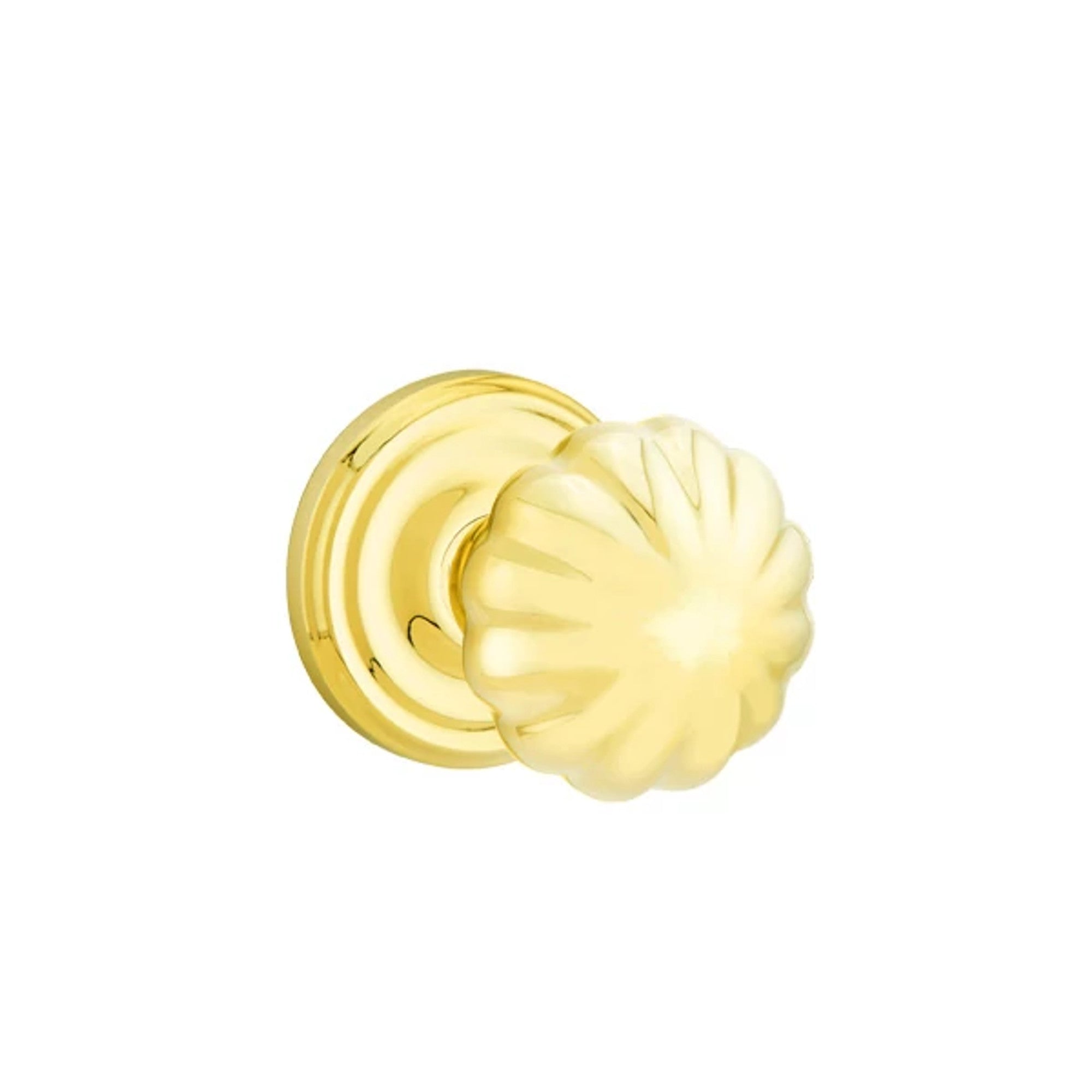 Emtek Melon Knob with Regular Rosette in Unlacquered Brass