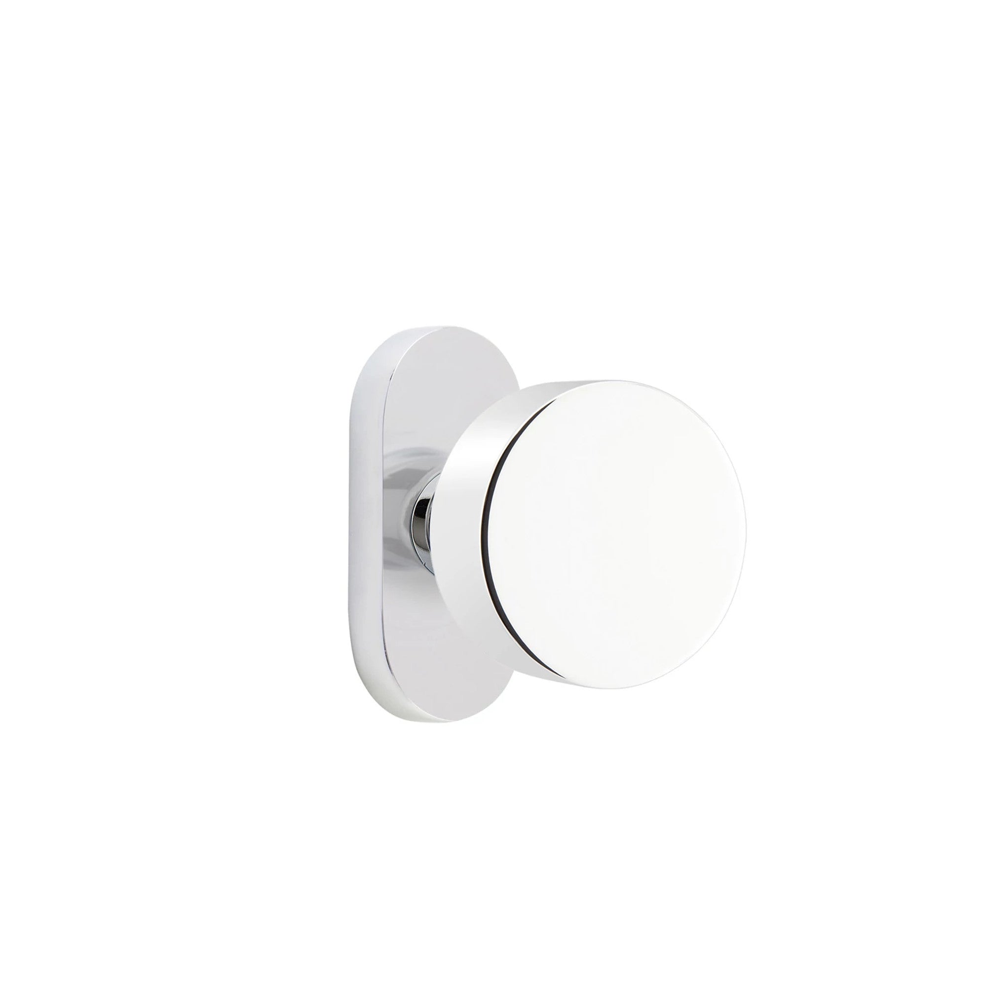 Emtek Round Knob with Oval Stretto 1-1/2" x 3" in Polished Chrome