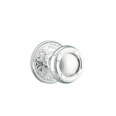 Emtek Ribbon & Reed Knob with Lancaster Rosette in Polished Chrome