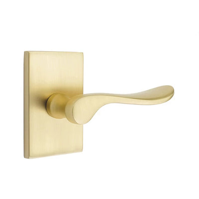 Emtek Luzern Lever with Modern Rectangular Rosette in Satin Brass