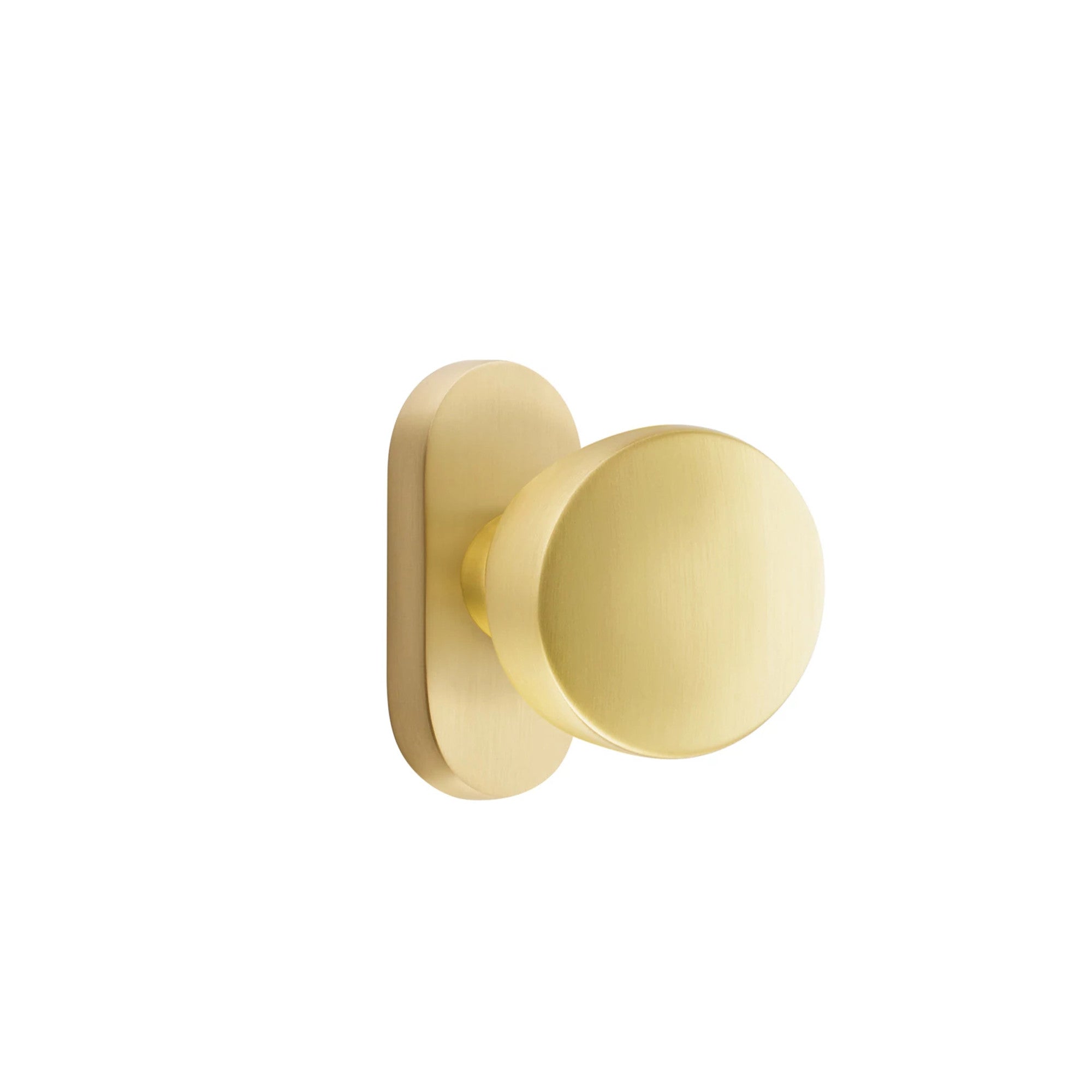 Emtek Laurent Knob with Oval Stretto 1-1/2" x 3" in Satin Brass