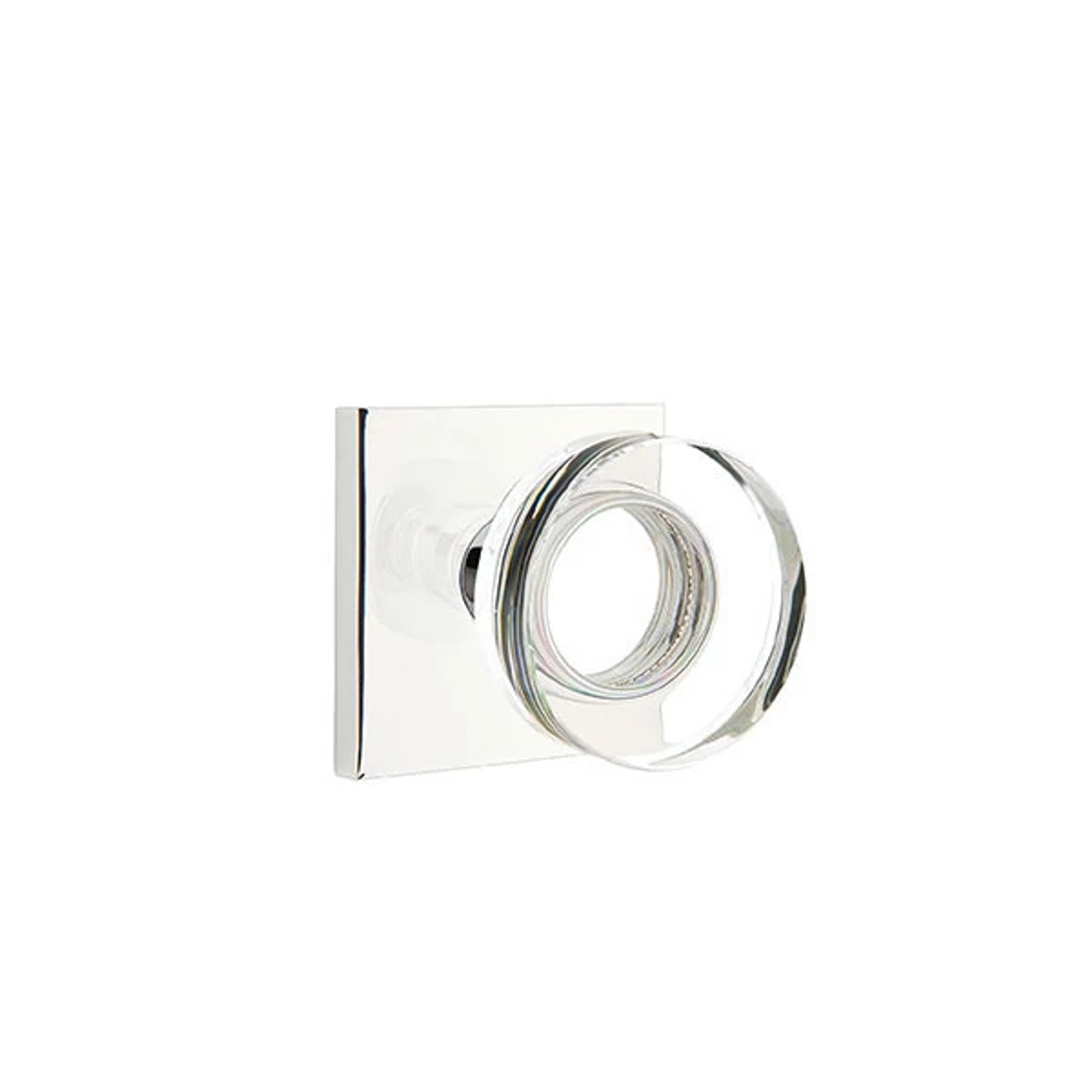 Emtek Modern Disc Glass Knob with Square Rosette in Polished Chrome