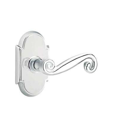 Emtek Rustic Lever with #8 Rosette in Polished Chrome